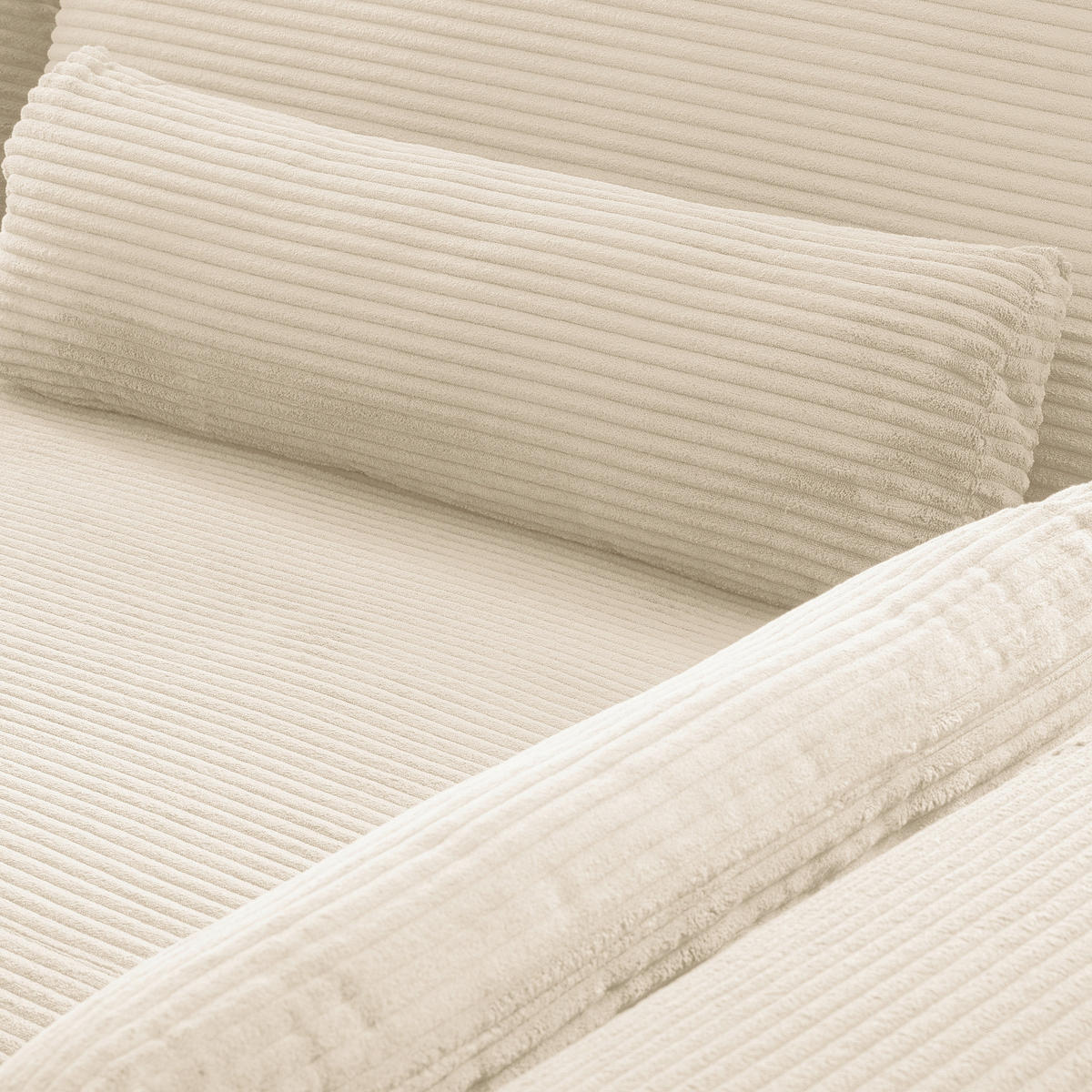 ECKSOFA Creme Cord Nierenkissen, Rückenkissen  - Creme/Schwarz, Design, Textil/Metall (313/172cm) - P & B