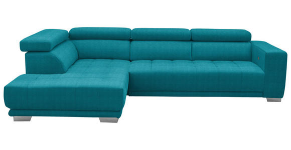 ECKSOFA in Mikrofaser Türkis 207/301 cm - Türkis/Chromfarben, Design, Textil/Metall (207/301cm) - Xora