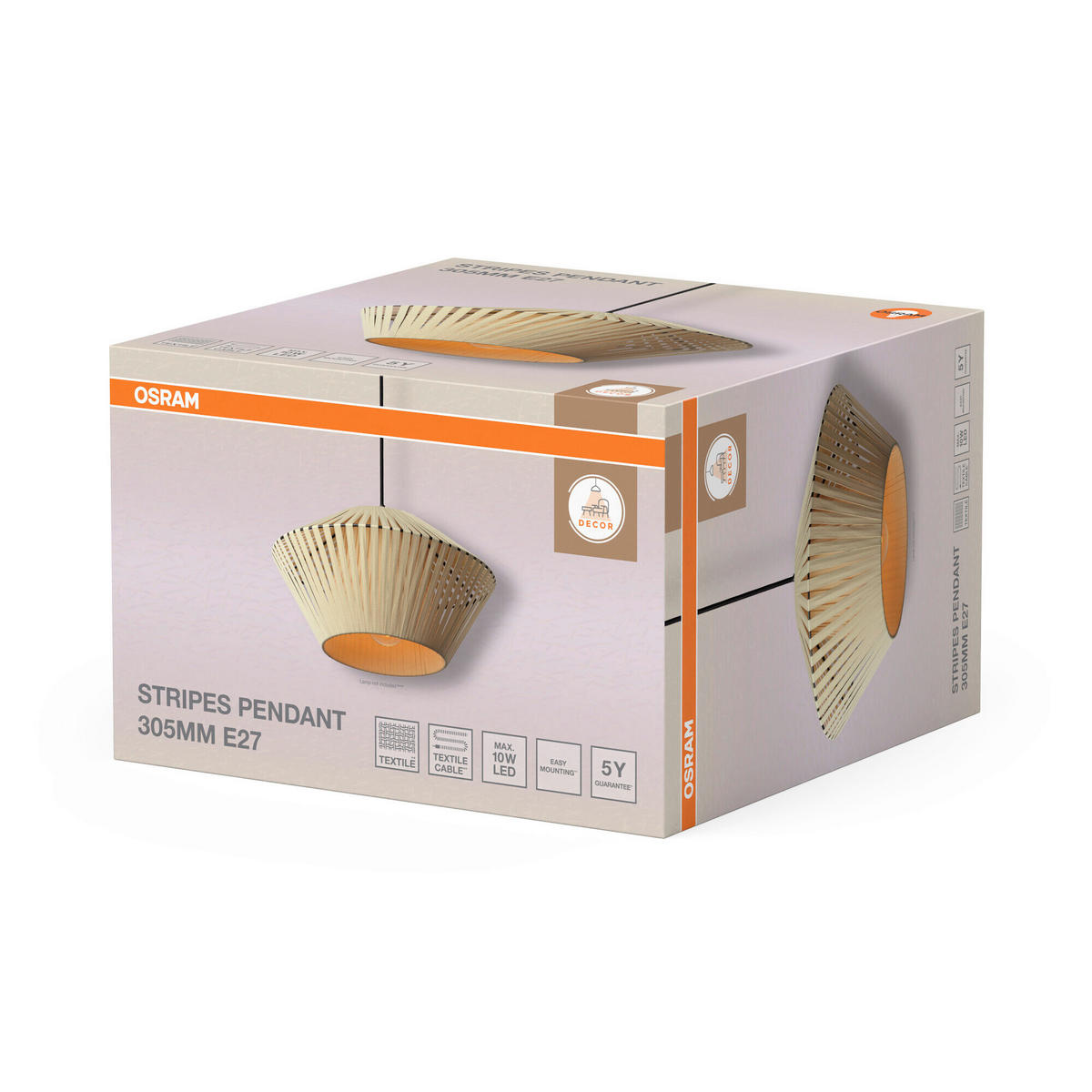 HÄNGELEUCHTE 30,5/120 cm   - Beige, Basics, Textil/Metall (30,5/120cm) - Osram