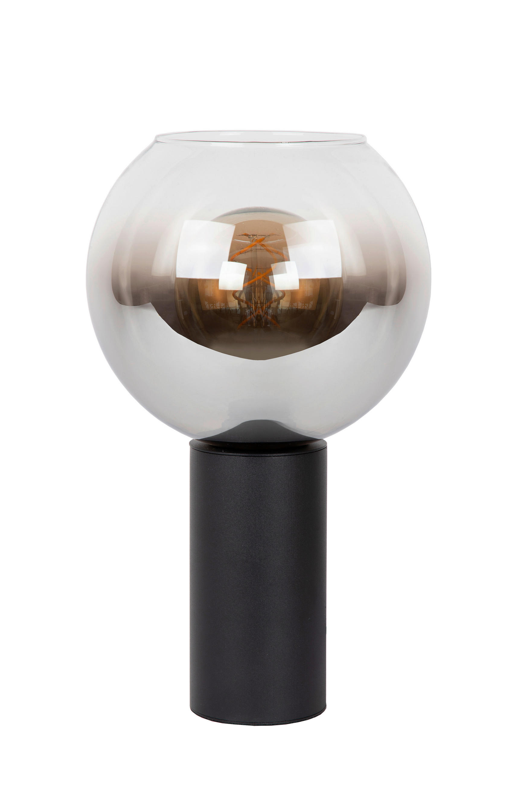 TISCHLEUCHTE Marius  - Hellgrau/Schwarz, Design, Glas/Metall (20/20/32.5cm) - Lucide