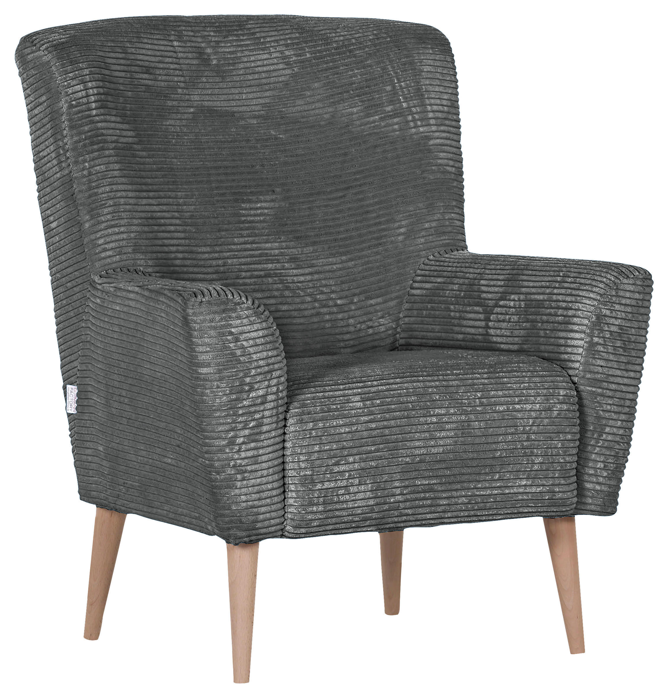 SESSEL Cord Dunkelgrau    - Dunkelgrau/Naturfarben, Trend, Holz/Textil (77/80/93cm)
