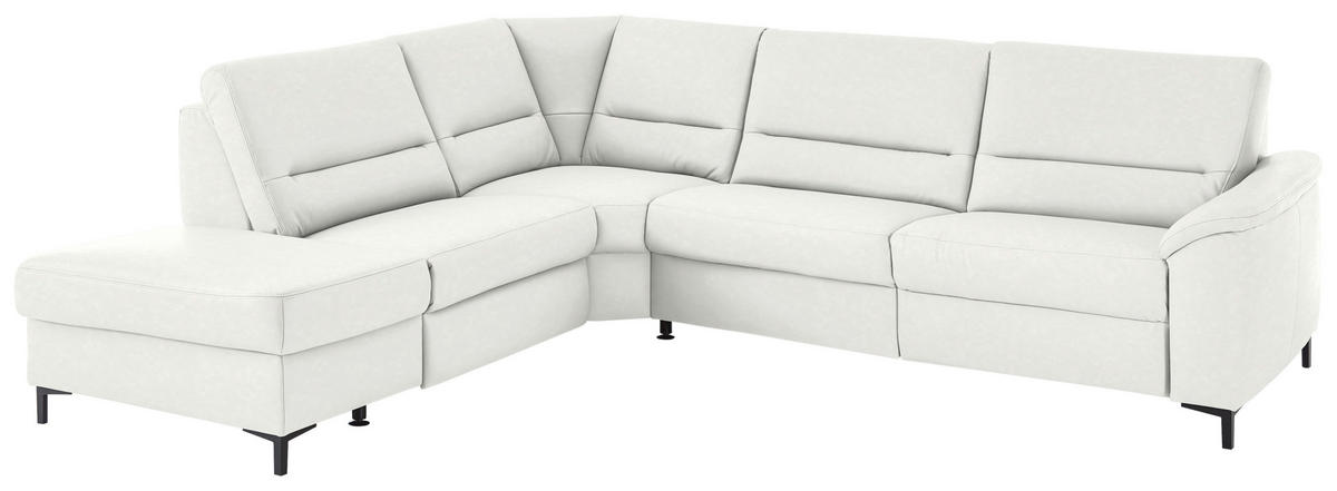 ECKSOFA  in Echtleder Weiß  249/290 cm  - Schwarz/Weiß, KONVENTIONELL, Leder/Metall (249/290cm) - Beldomo Premium
