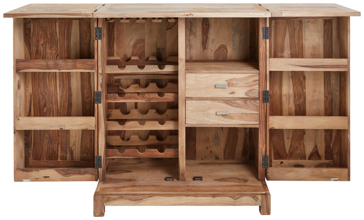 BAR in culoare natur  - culoare lemn sheesham/culoare natur, Lifestyle, metal/lemn (100-202/122/55cm) - Landscape