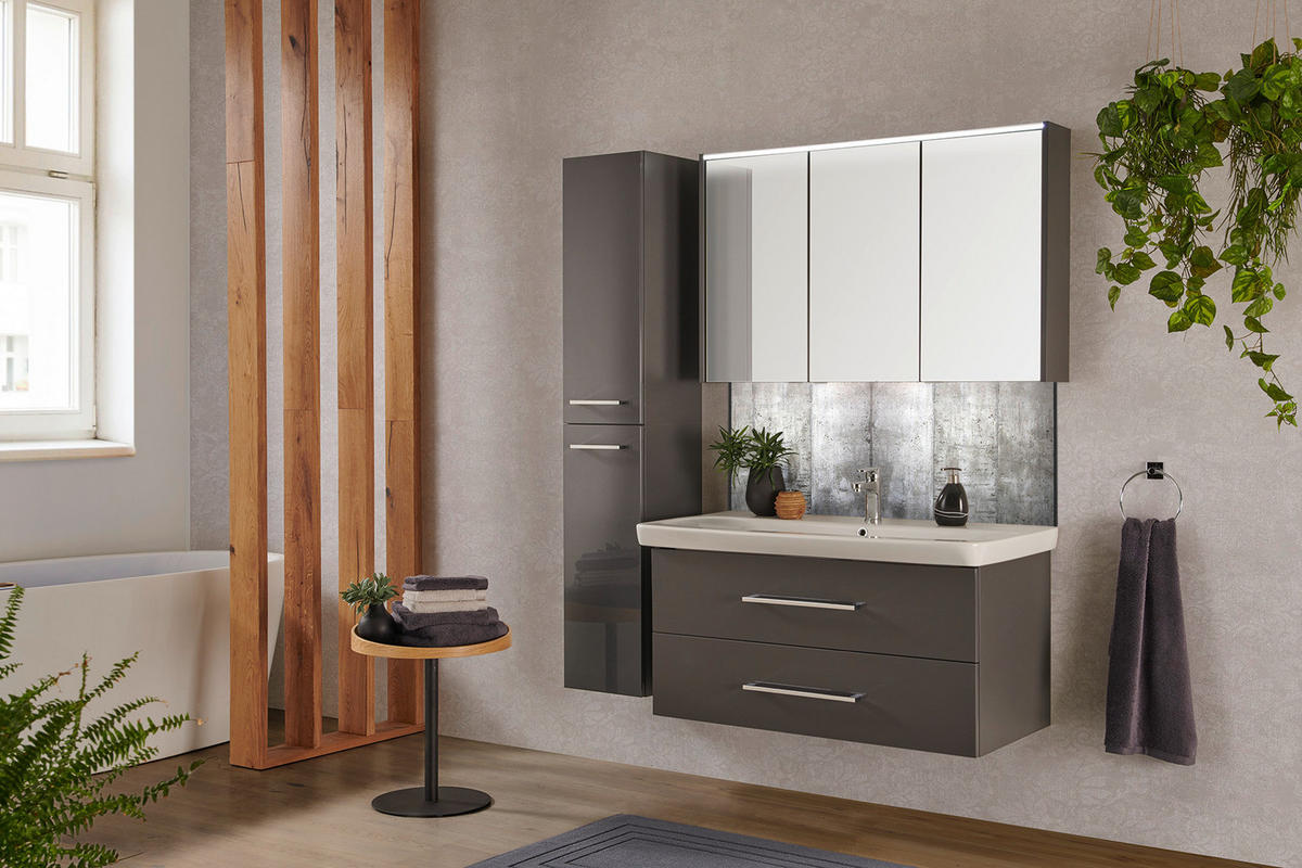 BADEZIMMER  in 107,5 cm  - Anthrazit/Weiß, MODERN, Glas/Keramik (107,5cm) - Voleo