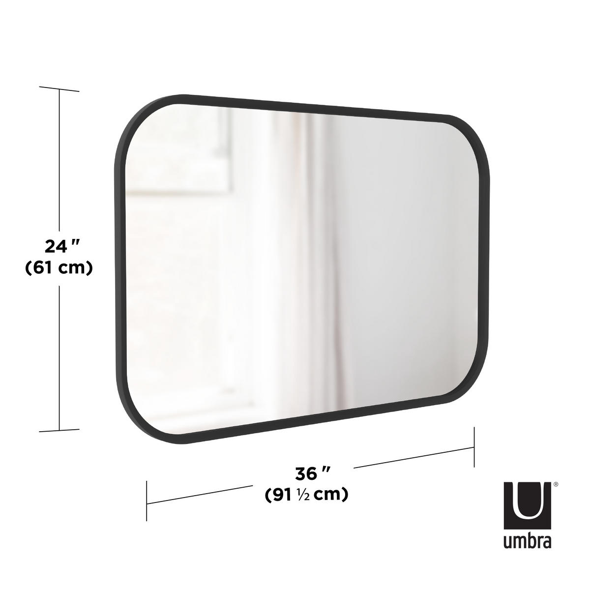 WANDSPIEGEL 92/61/3 cm    in  - Schwarz, KONVENTIONELL, Glas/Kunststoff (92/61/3cm) - Umbra