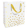 GESCHENKTASCHE  - Goldfarben/Weiß, Trend, Papier (18cm)