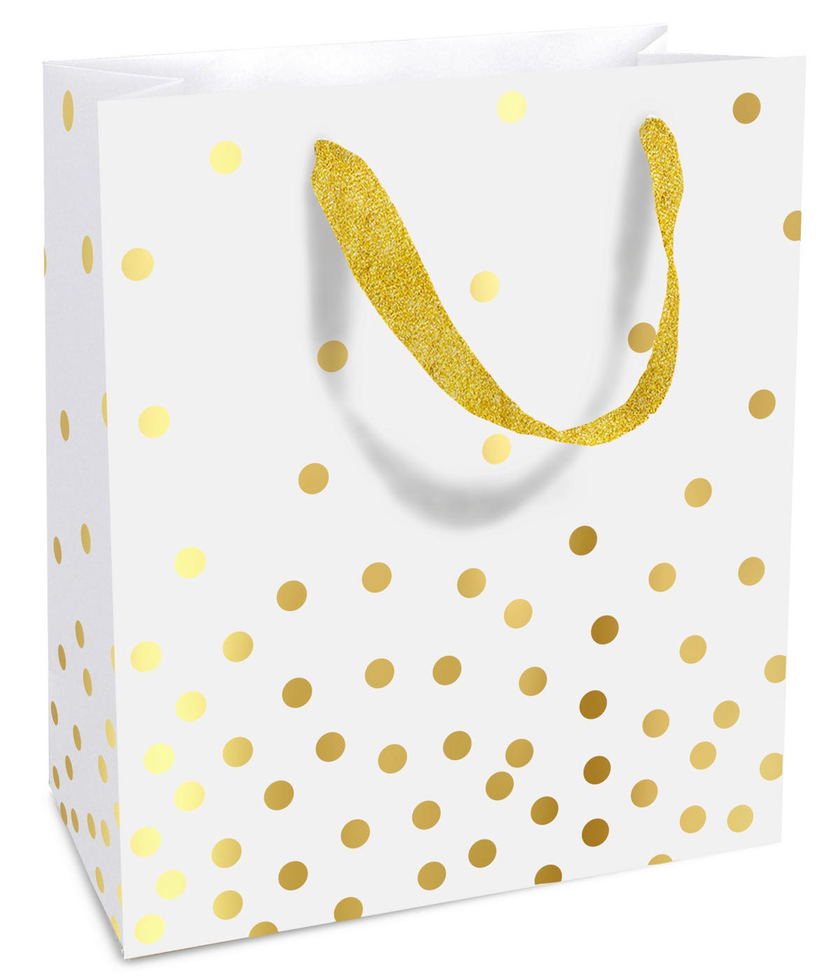 GESCHENKTASCHE  - Goldfarben/Weiß, Trend, Papier (18cm)