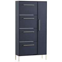 SCHUHSCHRANK Blau  - Blau/Goldfarben, Holzwerkstoff/Metall (88,4/174,2/30cm) - MID.YOU