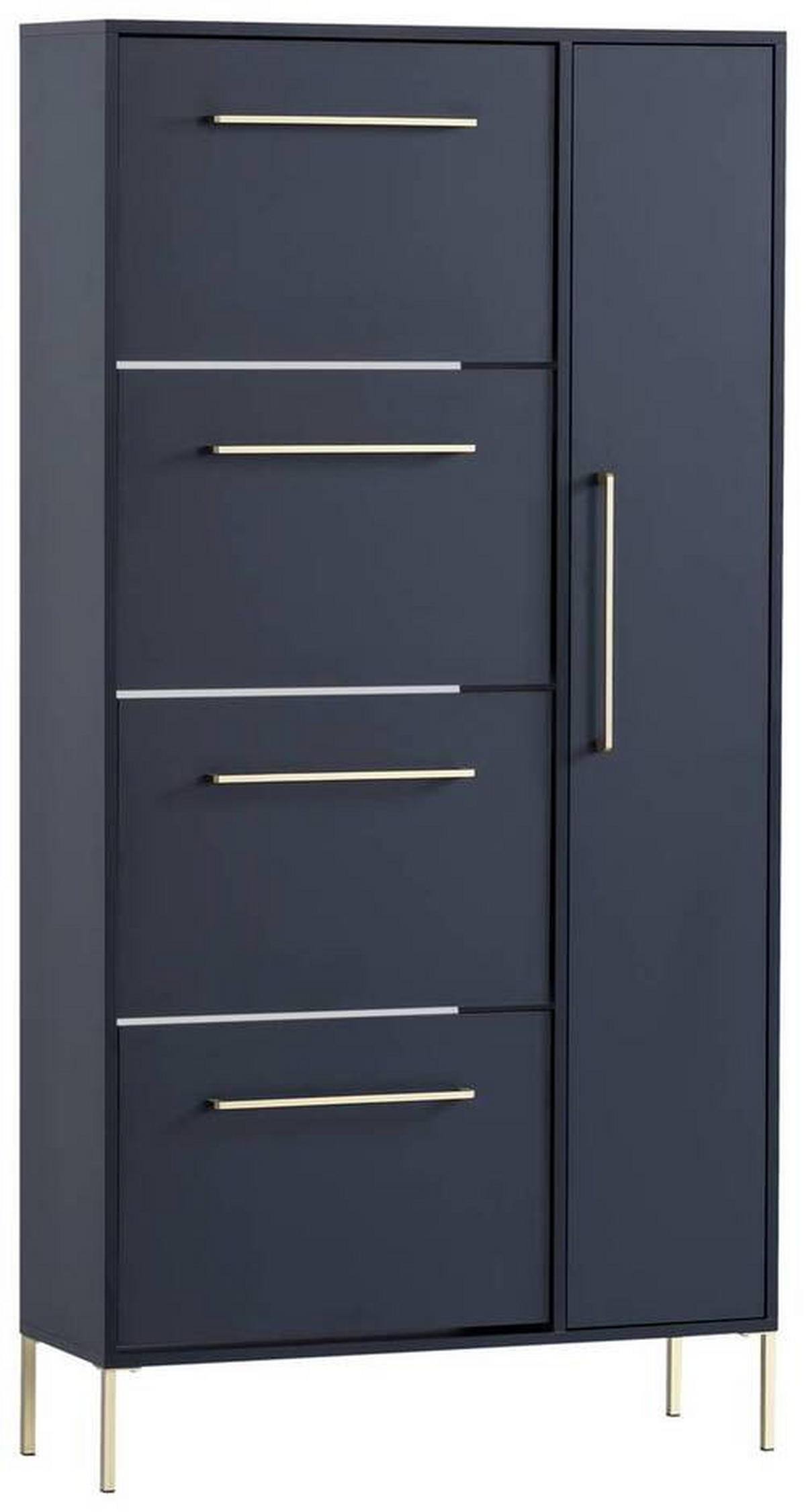 SCHUHSCHRANK Blau  - Blau/Goldfarben, Holzwerkstoff/Metall (88,4/174,2/30cm) - MID.YOU