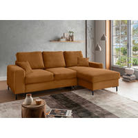 ECKSCHLAFSOFA in Cord Goldfarben  - Goldfarben/Schwarz, KONVENTIONELL, Textil/Metall (237/143cm) - Livetastic