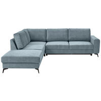ECKSOFA Hellblau Chenille  - Schwarz/Hellblau, KONVENTIONELL, Textil/Metall (257/275cm) - Carryhome