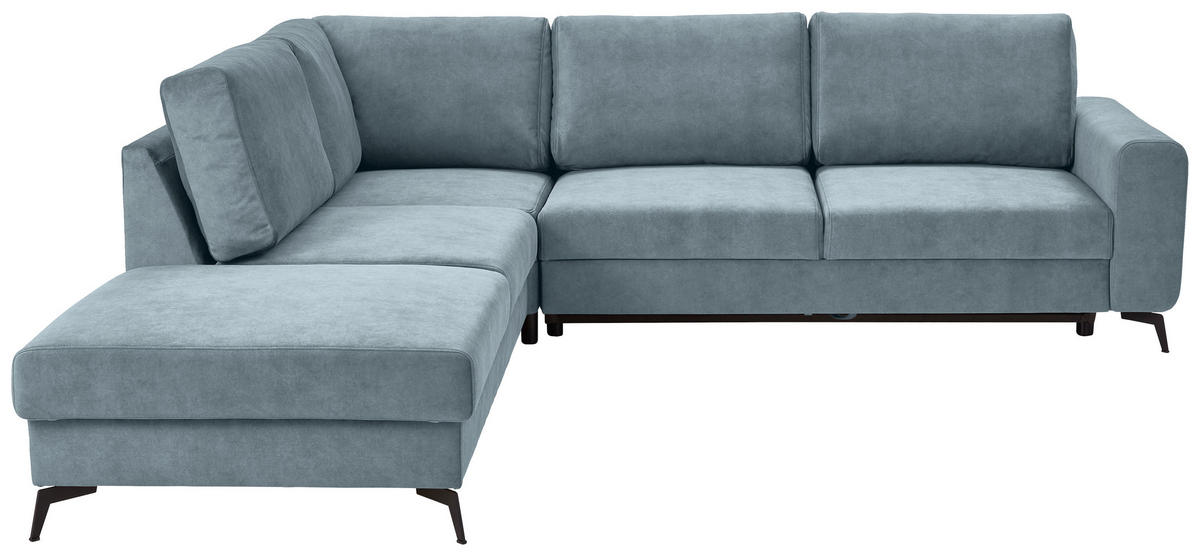 ECKSOFA Hellblau Chenille  - Schwarz/Hellblau, KONVENTIONELL, Textil/Metall (257/275cm) - Carryhome