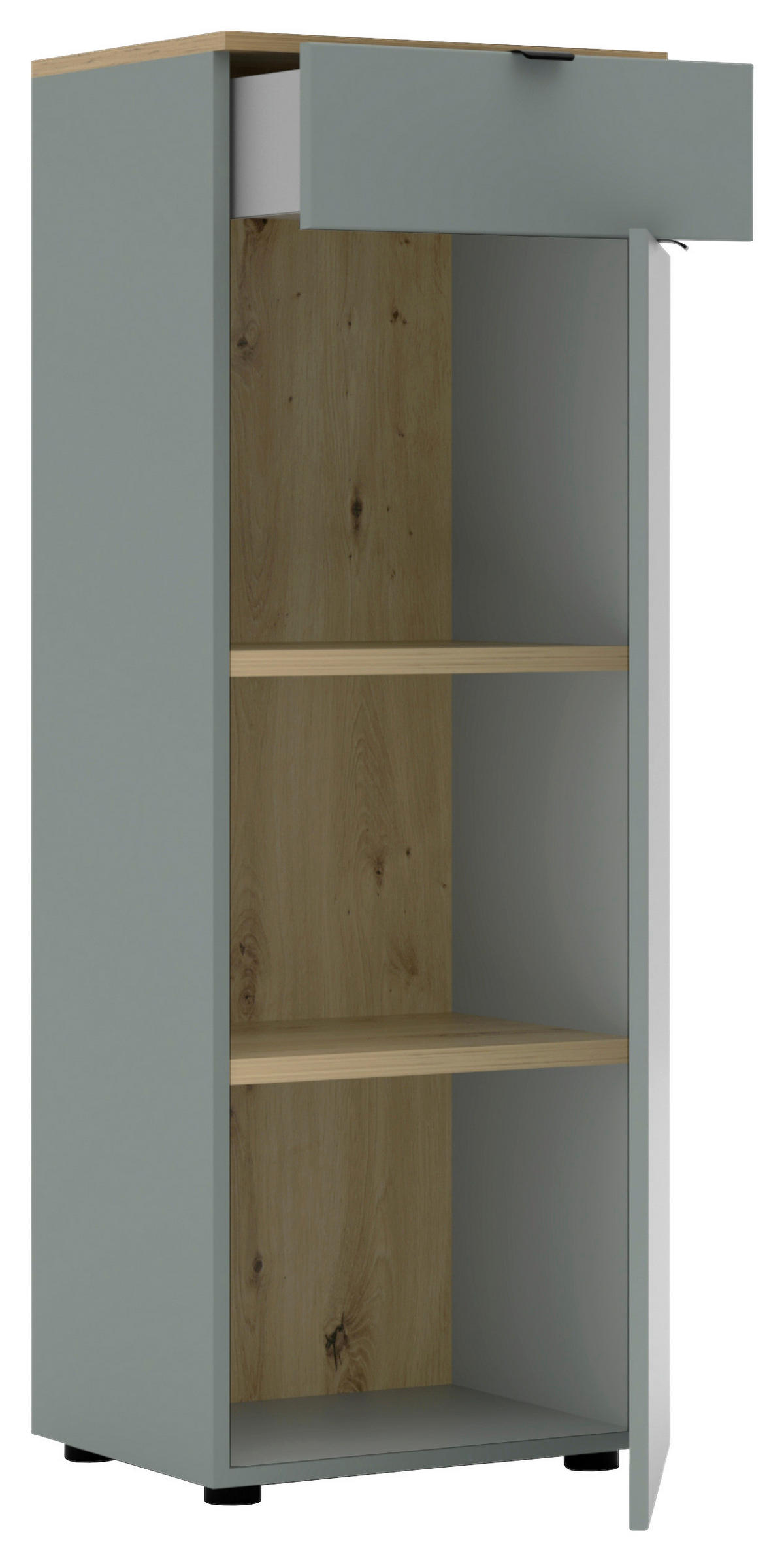 KOMMODE , 45/127/38 cm, 1 Schublade(n)  - Schilfgrün/Schwarz, KONVENTIONELL, Holzwerkstoff/Metall (45/127/38cm) - Voleo