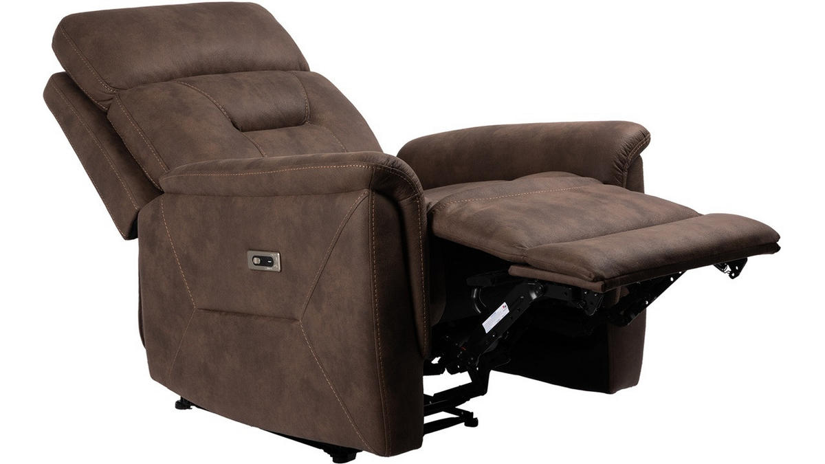 RELAXFÅTÖLJ i metall, textil, trämaterial brun  - brun/svart, Klassisk, metall/trämaterial (84/105/93cm) - Best Price