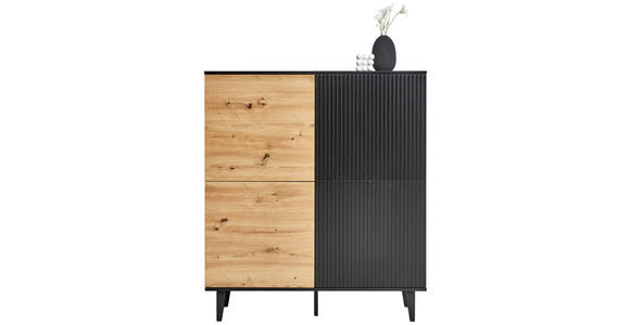 HIGHBOARD 106,5/126/40 cm  - Schwarz/Eiche Artisan, Design, Holzwerkstoff/Metall (106,5/126/40cm) - Xora