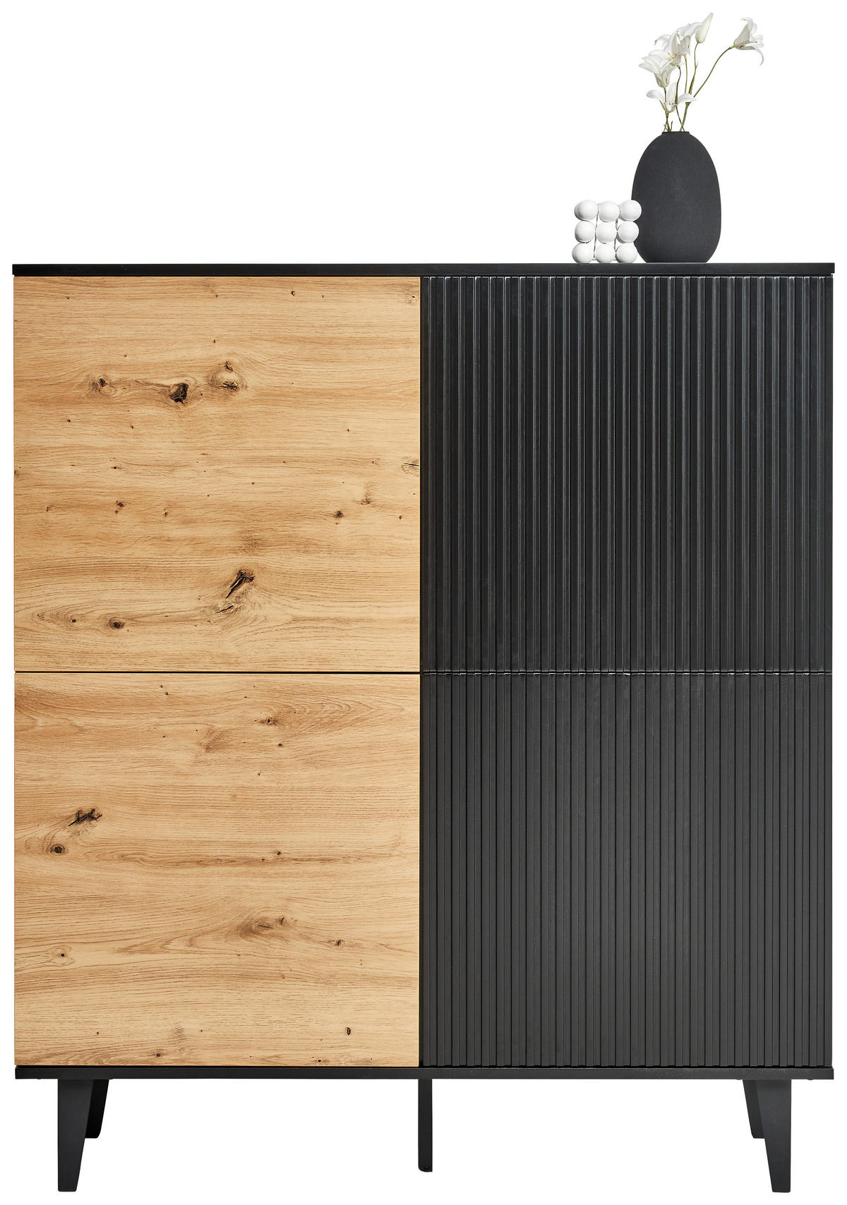 HIGHBOARD  in 106,5/126/40 cm  - Schwarz/Eiche Artisan, Design, Holzwerkstoff/Metall (106,5/126/40cm) - Xora