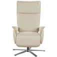 FERNSEHSESSEL Lederlook (vegan) Ecru  - Ecru/Edelstahlfarben, MODERN, Textil/Metall (77/116/80cm) - Cantus