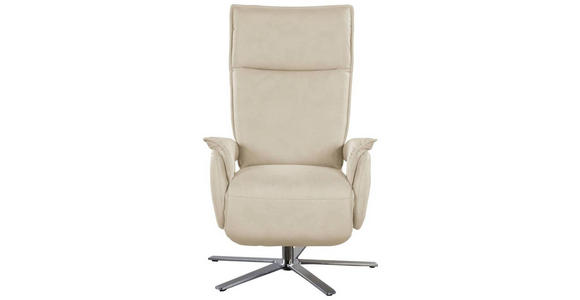 FERNSEHSESSEL Lederlook (vegan) Ecru - Ecru/Edelstahlfarben, MODERN, Textil/Metall (77/116/80cm) - Cantus