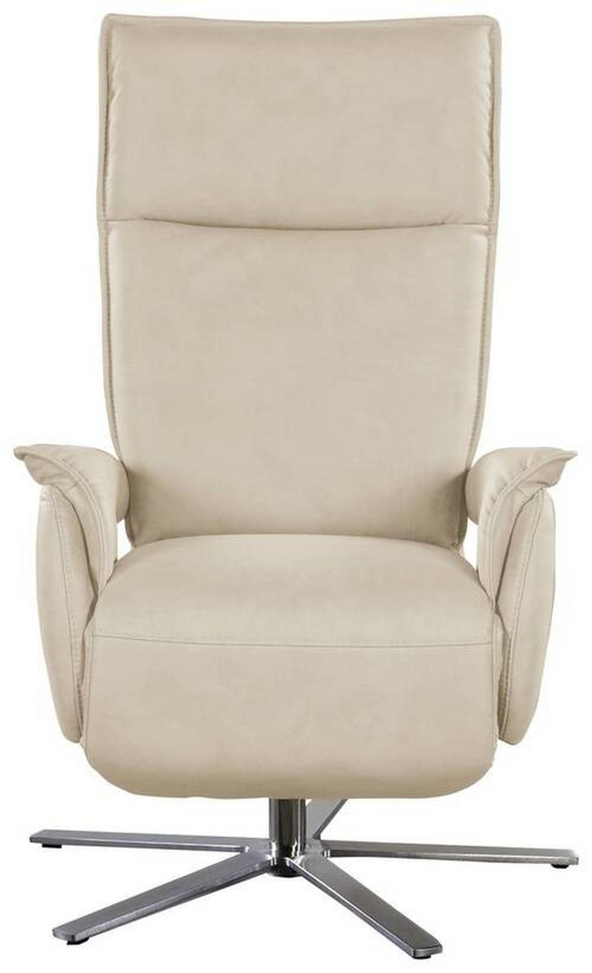 FERNSEHSESSEL in Lederlook (vegan) Ecru  - Ecru/Edelstahlfarben, Modern, Textil/Metall (77/116/80cm) - Livetastic
