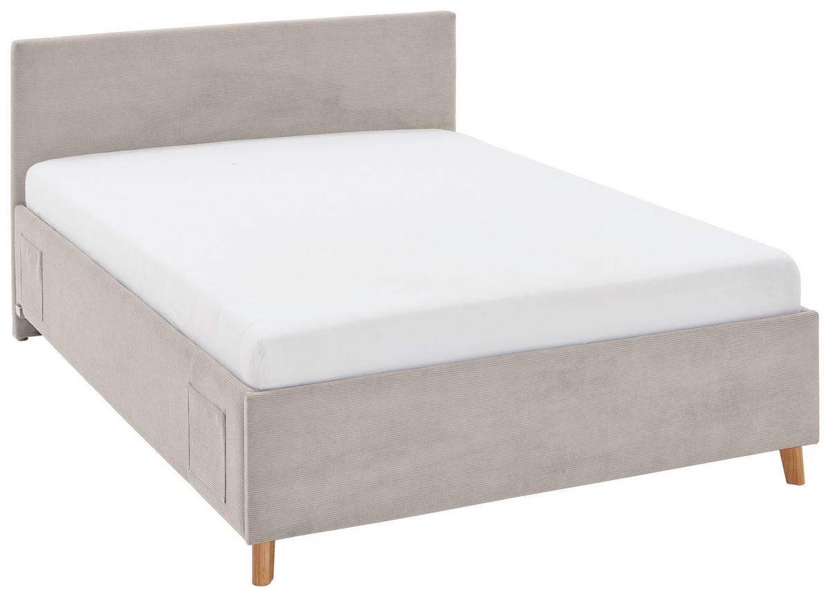 POLSTERBETT 140/200 cm  in Beige  - Eichefarben/Beige, Konventionell, Holz/Textil (140/200cm) - Stylife