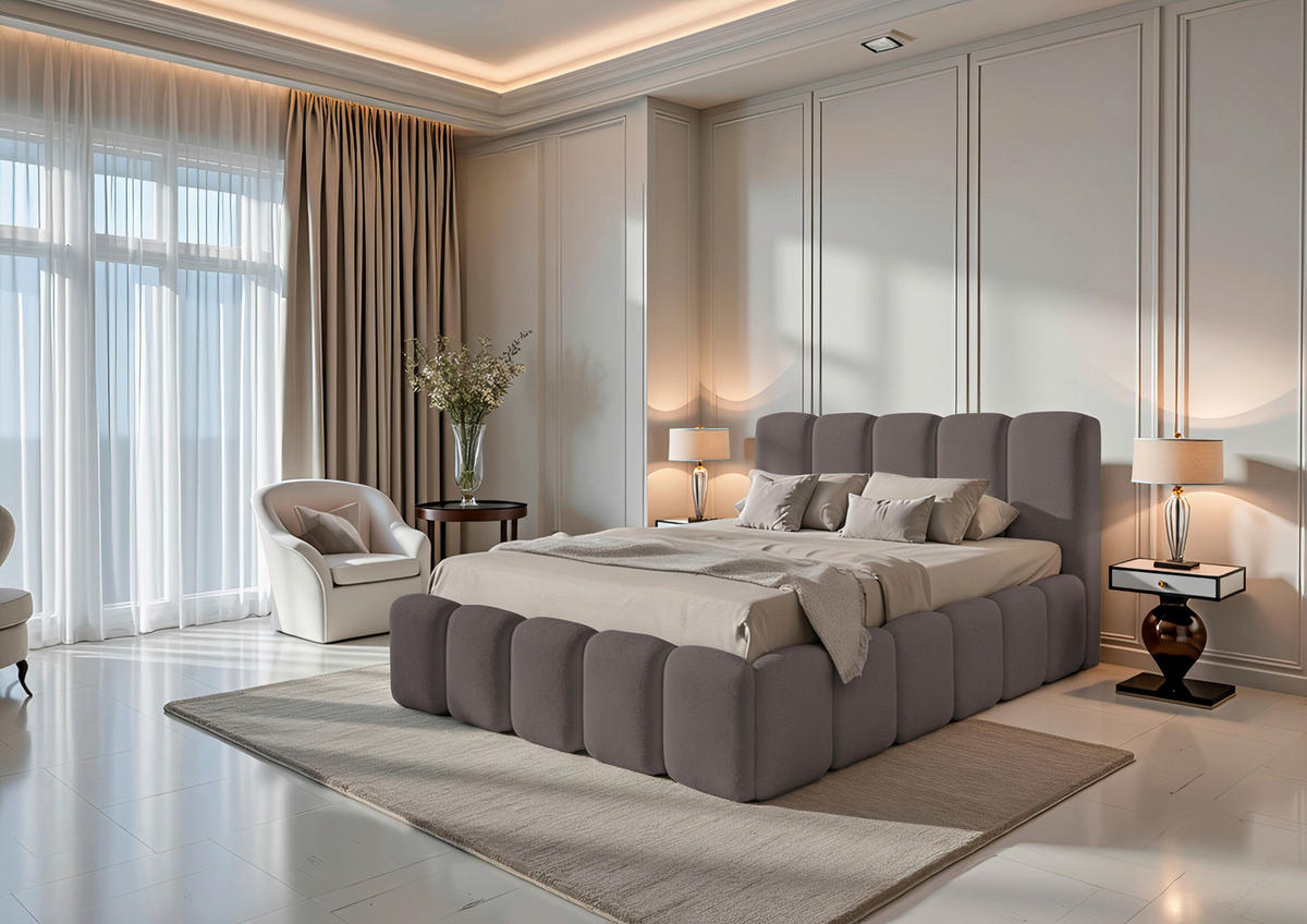 POLSTERBETT 180/200 cm,  in Dunkelgrau, Lattenrost, Bettkasten,  - Dunkelgrau, MODERN, Holz/Textil (180/200cm) - Livetastic