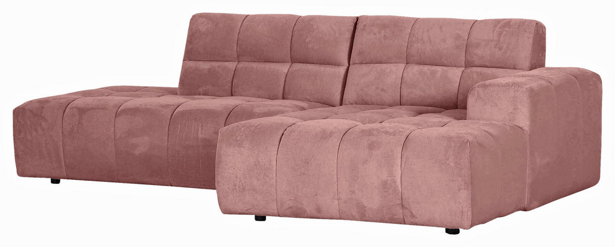 HÖRNSOFFA i plysch rosa  - svart/rosa, Klassisk, textil/plast (282/155cm) - MID.YOU