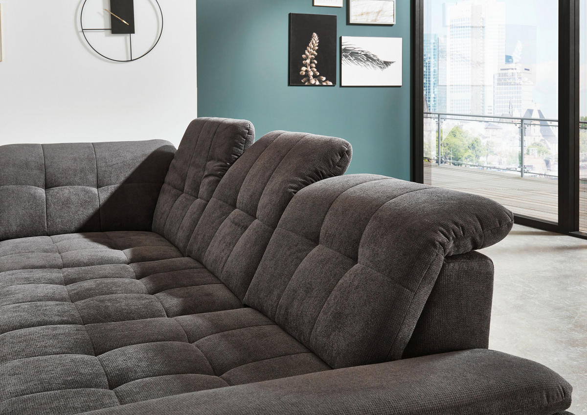 ECKSOFA  in Chenille Grau  260/310 cm  - Chromfarben/Grau, Design, Textil/Metall (260/310cm) - Beldomo Speed