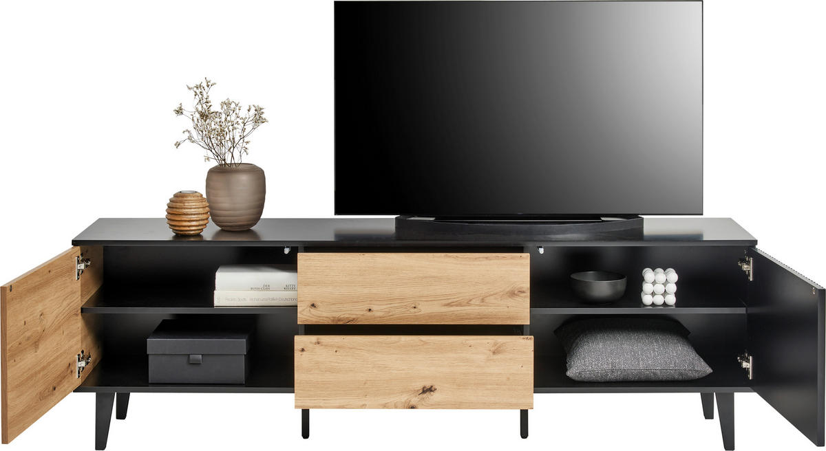 TV-SZEKRÉNY 172/56/40 cm  - fekete/Artisan tölgy, Design, faalapú anyag/fém (172/56/40cm) - Xora
