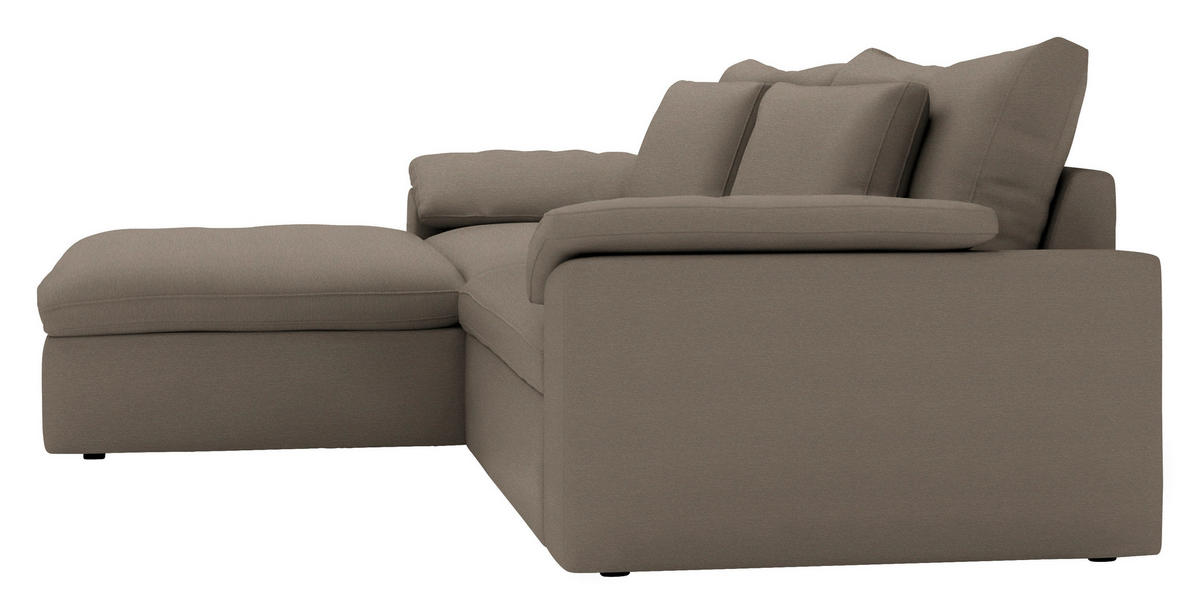 ECKSOFA  Chenille Graubraun  - Graubraun/Schwarz, Modern, Kunststoff/Textil (198/306cm) - Carryhome