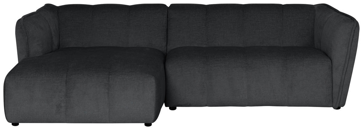 ECKSOFA LIVOLI in Chenille Grau  160/246 cm  - Schwarz/Grau, Design, Textil (160/246cm) - MID.YOU