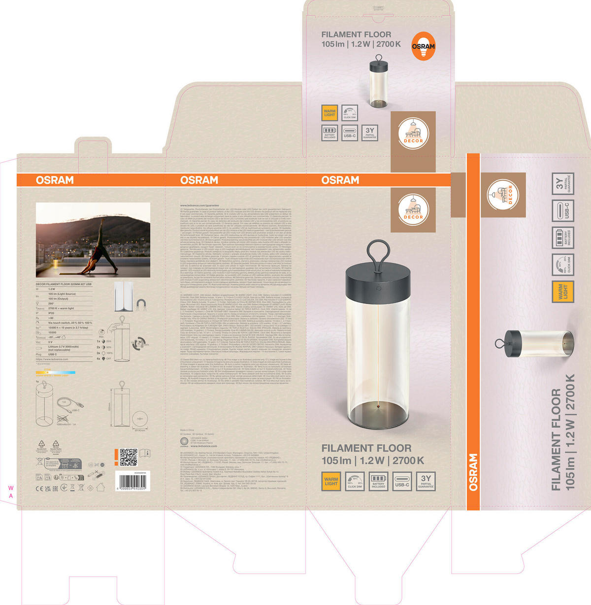 LED-TISCHLEUCHTE 13/32 cm   - Klar/Dunkelgrau, Design, Kunststoff (13/32cm) - Osram