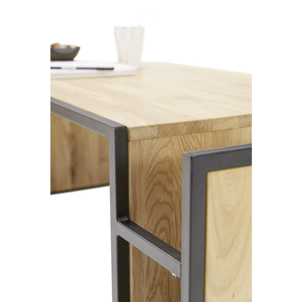 Thumbnail - Mid.you Couchtisch, Schwarz, Eiche, Holz, Metall, Eiche, massiv, rechteckig, eckig, 60x40x110 cm, offenes Fach, Wohnzimm...