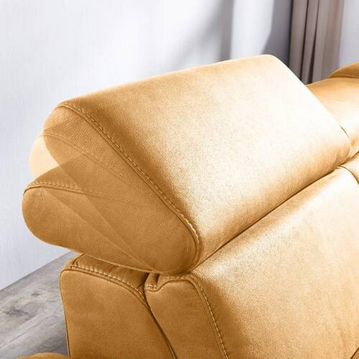 ECKSOFA in Webstoff Bernsteinfarben  - Beige/Bernsteinfarben, Design, Textil/Metall (271/239cm) - Cantus