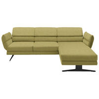ECKSOFA 259-307/176-217 cm  in Flachgewebe Hellgrün Rücken echt, Armteilverstellung, Relaxfunktion, Drehsitzfunktion  259-307/176-217 cm  - Schwarz/Hellgrün, Design, Textil/Metall (259-307/176-217cm) - Dieter Knoll