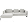 ECKSOFA in Cord Hellgrau  178/284 cm  - Hellgrau/Schwarz, KONVENTIONELL, Textil/Metall (178/284cm) - Hom`in