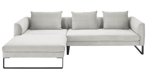 ECKSOFA in Cord Hellgrau  178/284 cm  - Hellgrau/Schwarz, KONVENTIONELL, Textil/Metall (178/284cm) - Hom`in