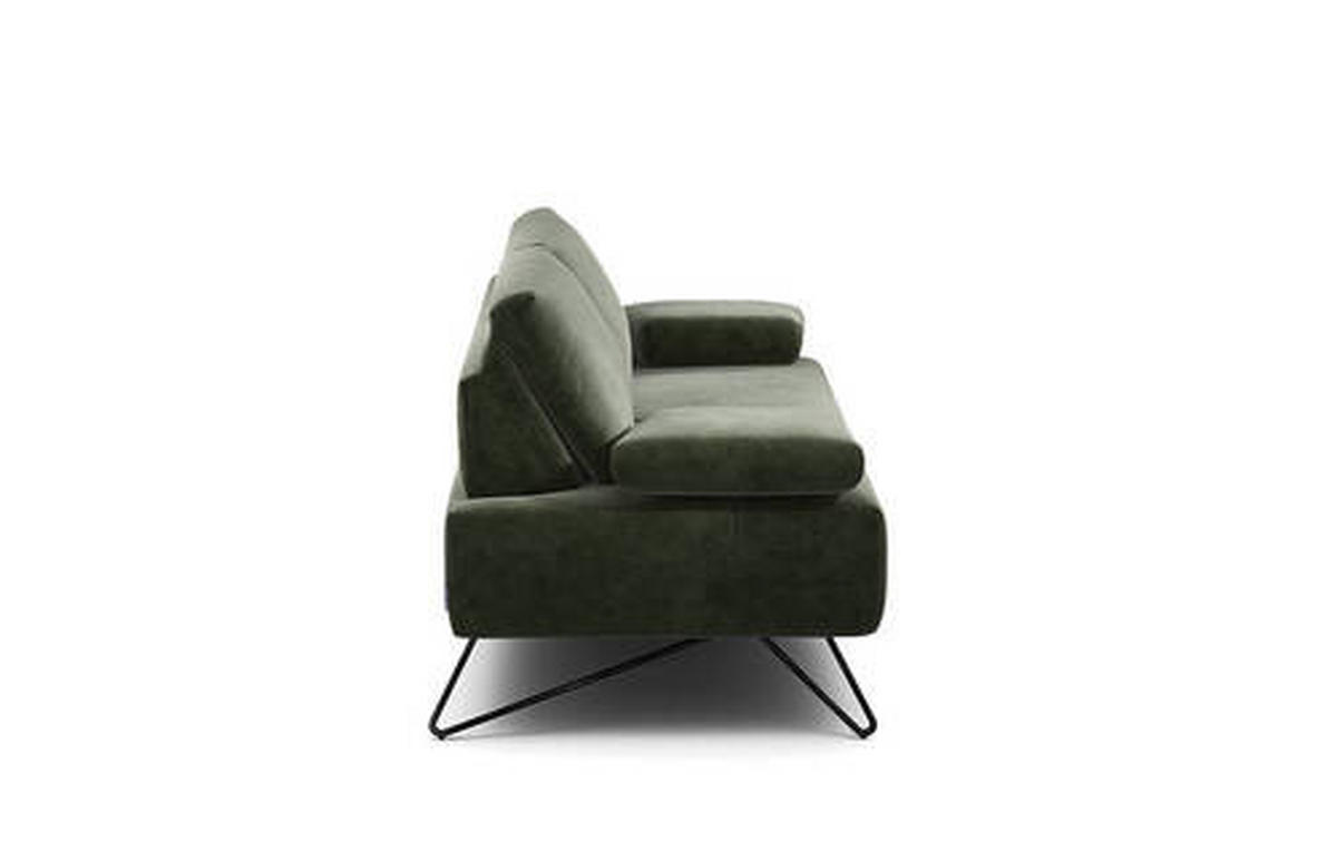 2-SITZER-SOFA in Samt Waldgrün  - Waldgrün/Schwarz, Design, Textil/Metall (164-194/85/86-94cm) - SENSOO