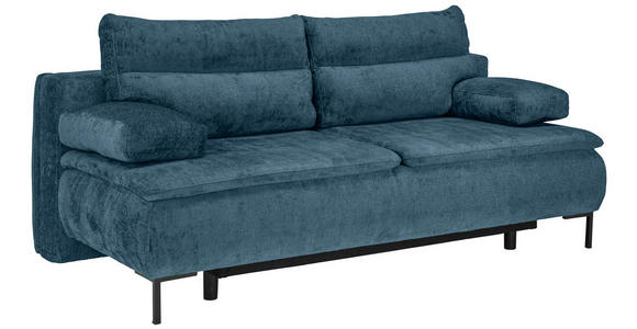 BOXSPRINGSOFA Webstoff Petrol  - Petrol/Schwarz, Design, Textil/Metall (202/93/100cm) - Novel