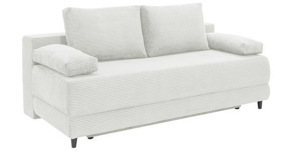 SCHLAFSOFA Cord Naturfarben Rückenkissen, Armlehnenkissen, Bettkasten, Schlaffunktion, Rücken echt, Liegefläche im Originalstoff  - Schwarz/Naturfarben, KONVENTIONELL, Holz/Textil (196/96/103cm) - Carryhome