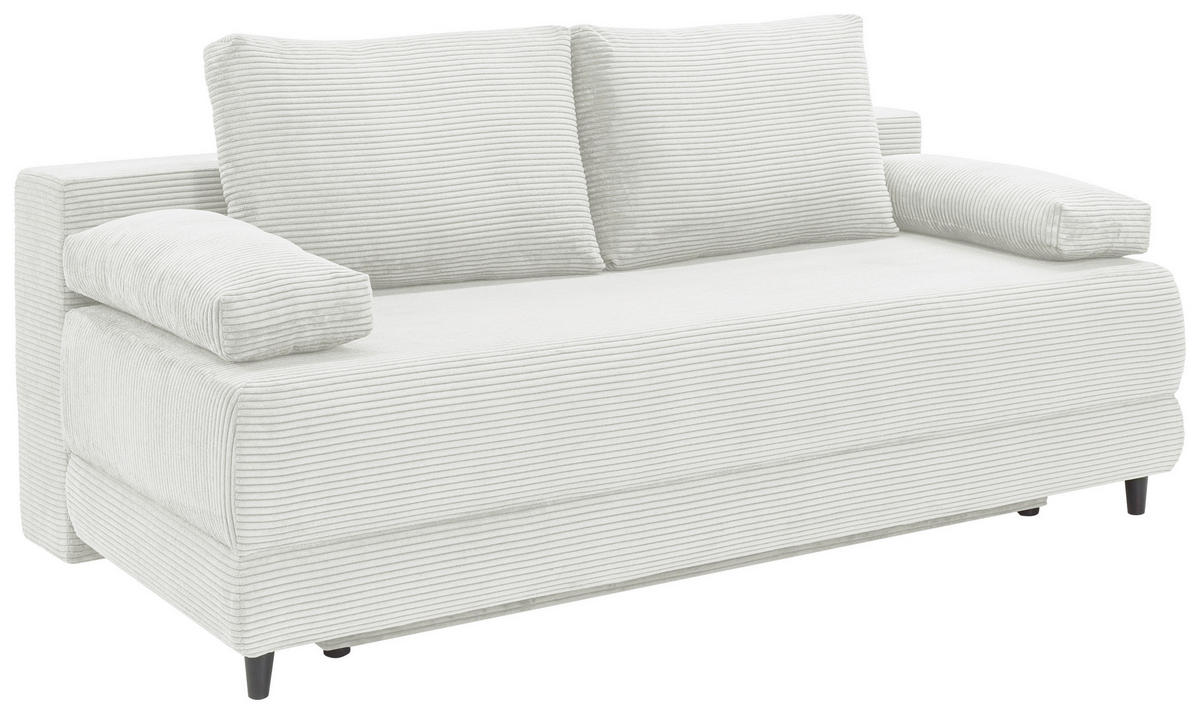 SCHLAFSOFA  mit Liegefunktion, Schlafen auf Sitzhöhe, Rücken echt Cord Naturfarben  - Schwarz/Naturfarben, KONVENTIONELL, Holz/Textil (196/96/103cm) - Carryhome