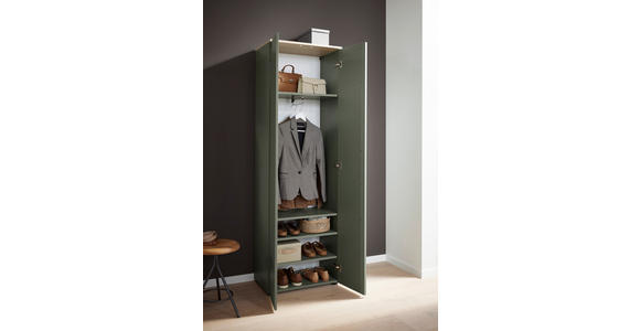 GARDEROBENSCHRANK  in 60,2/191,6/38 cm  - Eichefarben/Schwarz, Design, Holzwerkstoff/Kunststoff (60,2/191,6/38cm) - Voleo