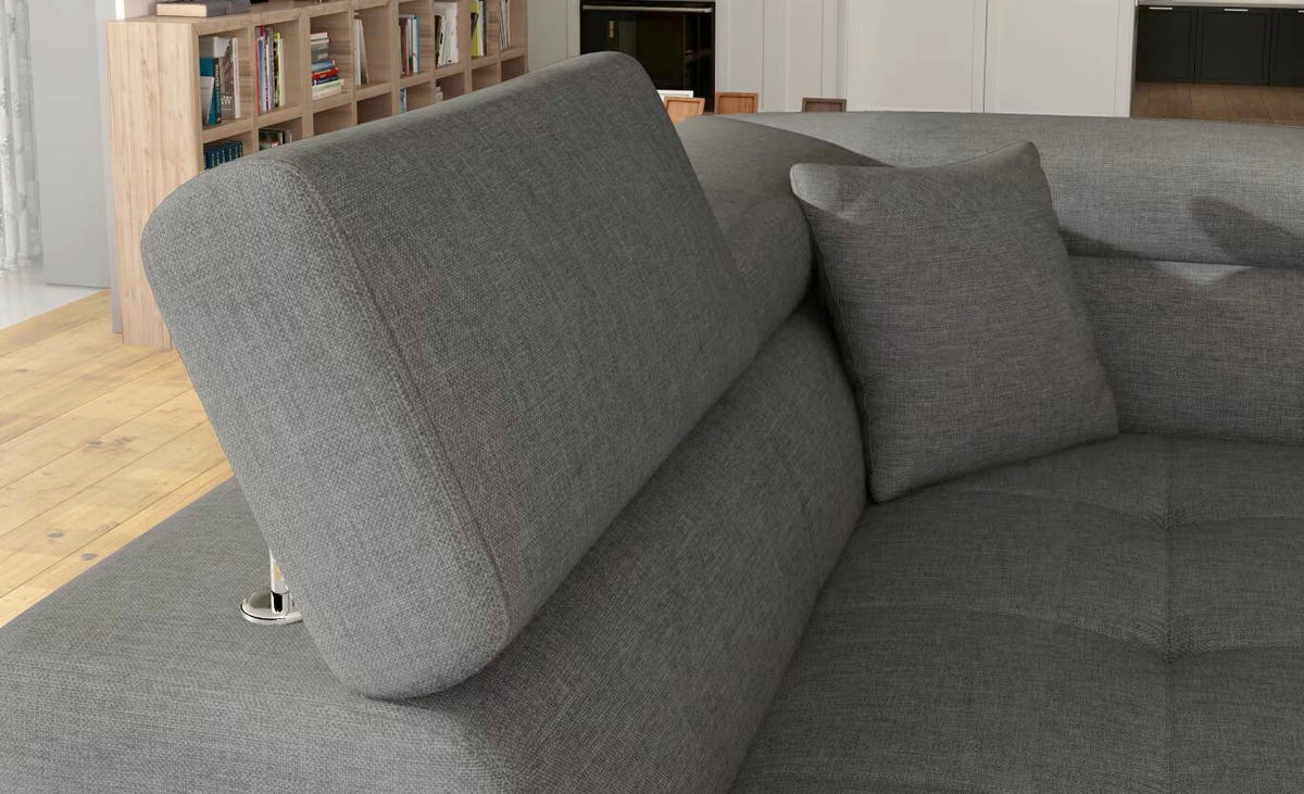 ECKSOFA Grau Textilgeflecht  - Chromfarben/Grau, Design, Textil/Metall (203/272cm) - MID.YOU