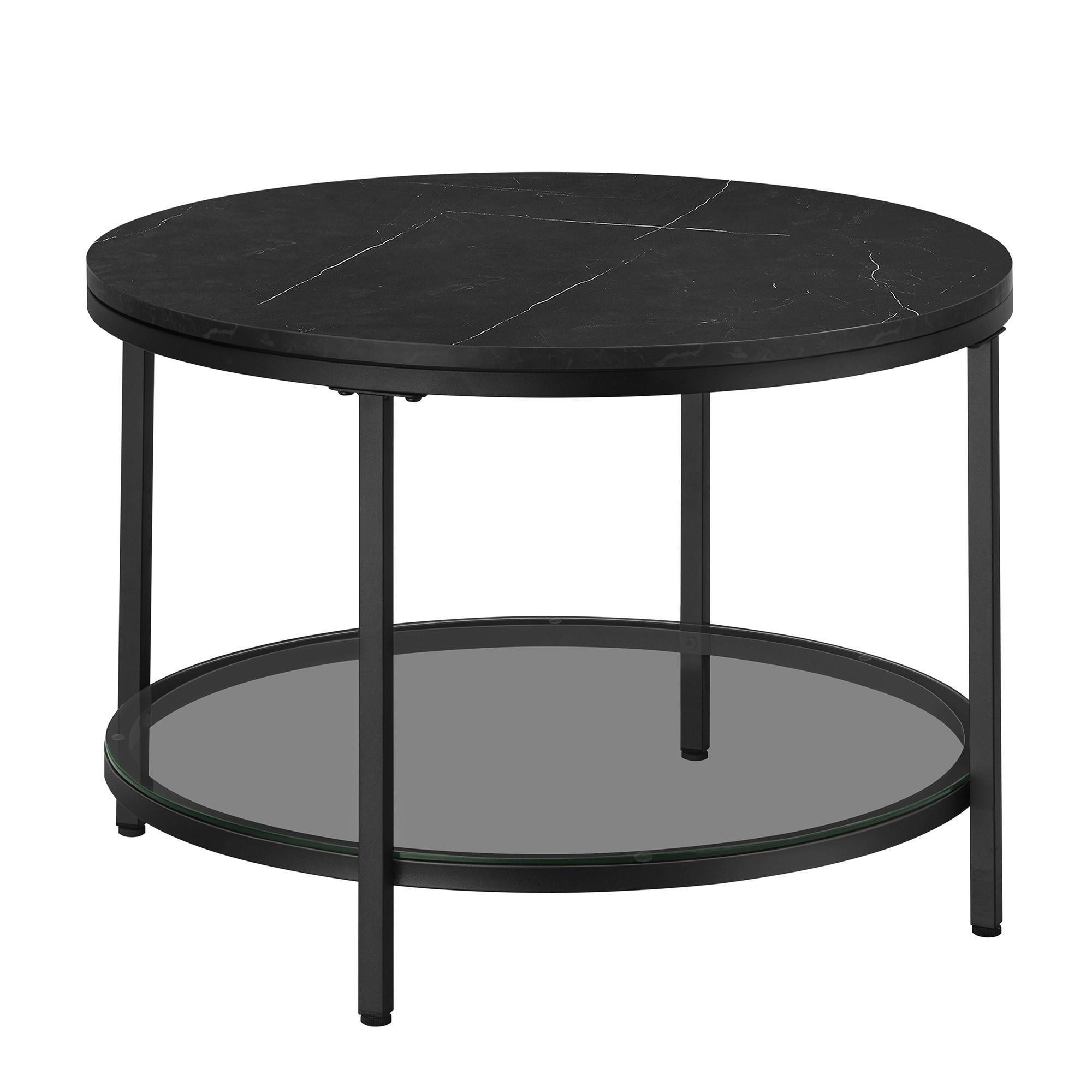 COUCHTISCH Hartglas rund Schwarz  - Schwarz, MODERN, Glas/Holzwerkstoff (65/65/46cm) - MID.YOU