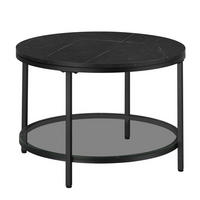 COUCHTISCH Hartglas rund Schwarz  - Schwarz, MODERN, Glas/Holzwerkstoff (65/65/46cm) - MID.YOU