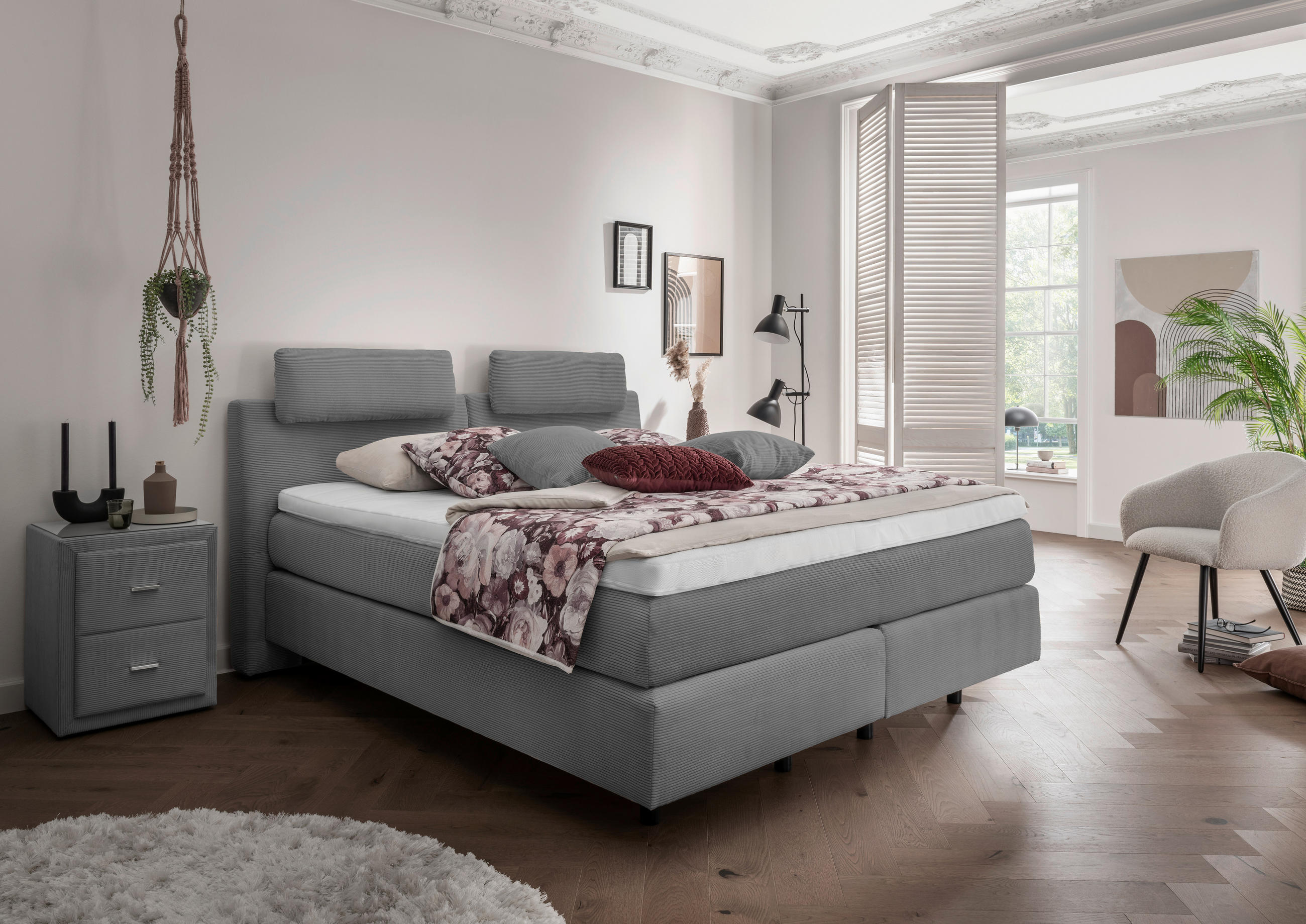 BOXSPRINGBETT 180/200 cm  in Anthrazit  - Anthrazit/Schwarz, Modern, Kunststoff/Textil (180/200cm) - Beldomo - Sleep
