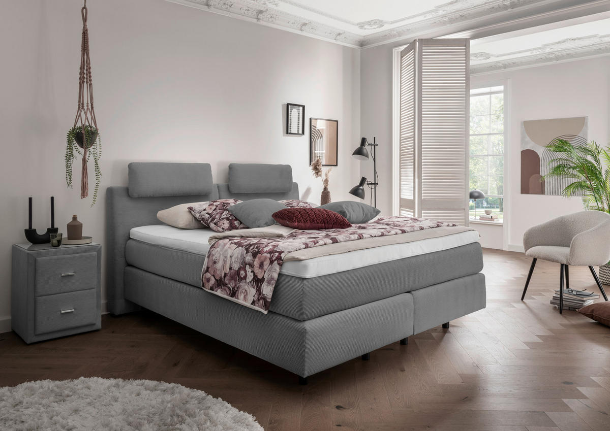 BOXSPRINGBETT 180/200 cm  in Anthrazit  - Anthrazit/Schwarz, Modern, Kunststoff/Textil (180/200cm) - Beldomo - Sleep