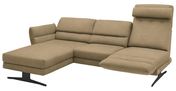 ECKSOFA Senfgelb Flachgewebe  - Senfgelb/Schwarz, Design, Textil/Metall (176-217/279-327cm) - Dieter Knoll