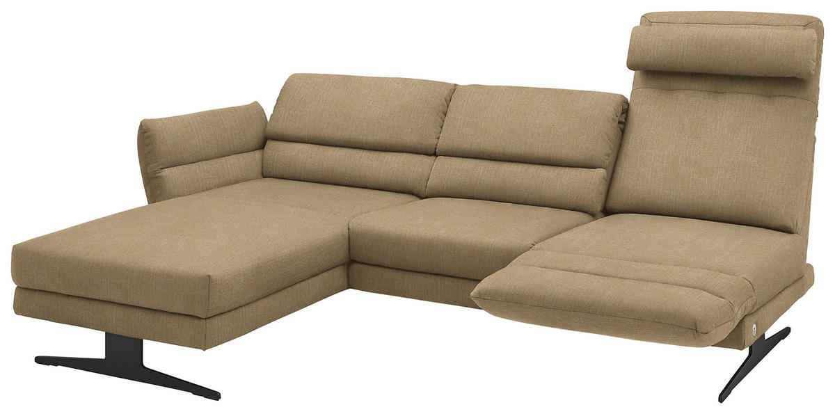 ECKSOFA in Flachgewebe Senfgelb  - Senfgelb/Schwarz, Design, Textil/Metall (176-217/279-327cm) - Dieter Knoll