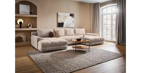 WOHNLANDSCHAFT  in Cord Taupe  - Taupe/Chromfarben, KONVENTIONELL, Kunststoff/Textil (180/376/180cm) - Carryhome