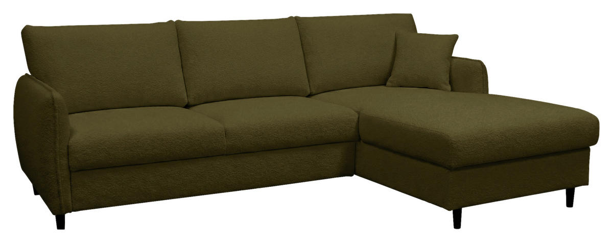 ECKSOFA LAPIT in Chenille Grün  240/170 cm  - Schwarz/Grün, Design, Holz/Textil (240/170cm) - MID.YOU
